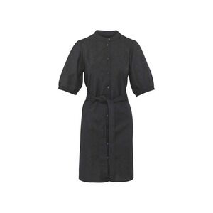 NWT Serra Viscose Linen Blend Black Shirt Dress Puff Sleeve Belted Size S